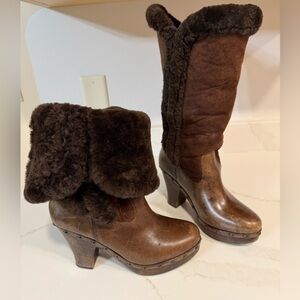 Frye Ella Shearling Brown Vintage Boots Women’s 8B
